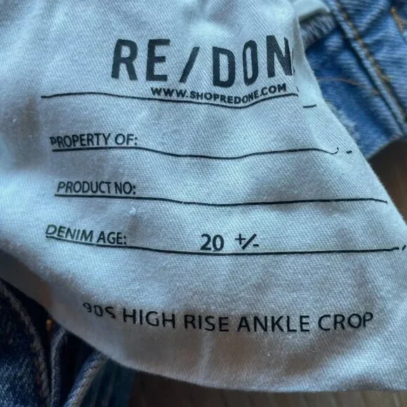Say hello to your new favorite jeans! Re/Done 90s High Rise Ankle Crop, NWOT, 24